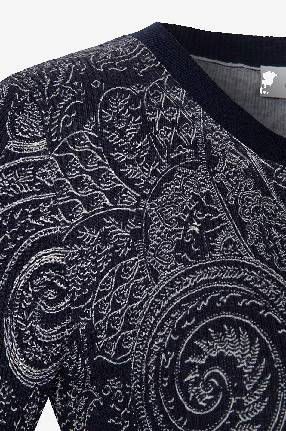 ETRO Pull chaussette côtelé en soie mélangée imprimé Paisley Femme BLEU FONCE 3
