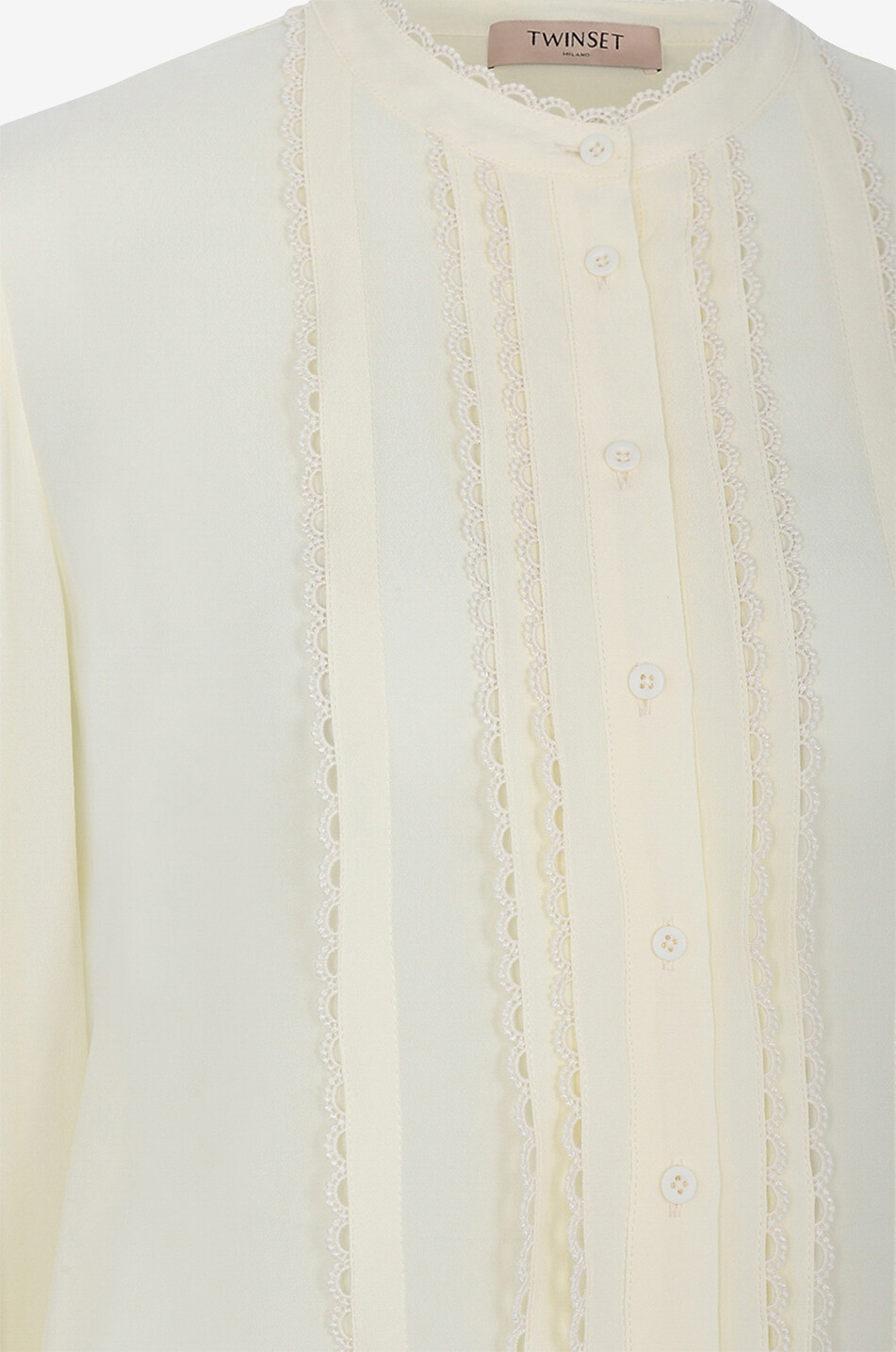 TWINSET Viscose and silk long-sleeved blouse Women EGGSHELL 3