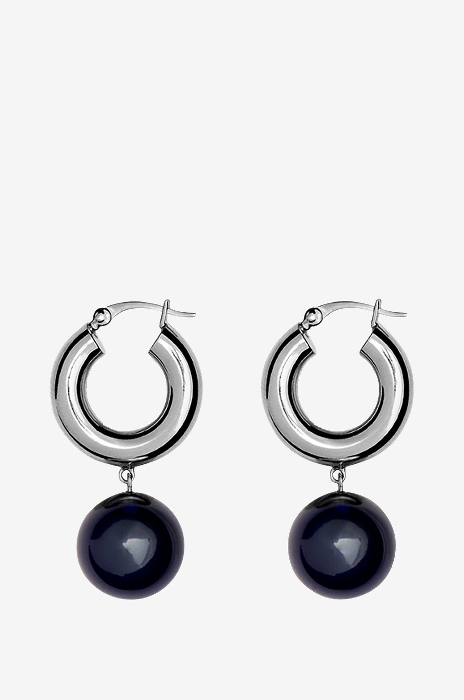 LIE STUDIO Créoles ornées de perles Charlotte Femme ARGENT 1
