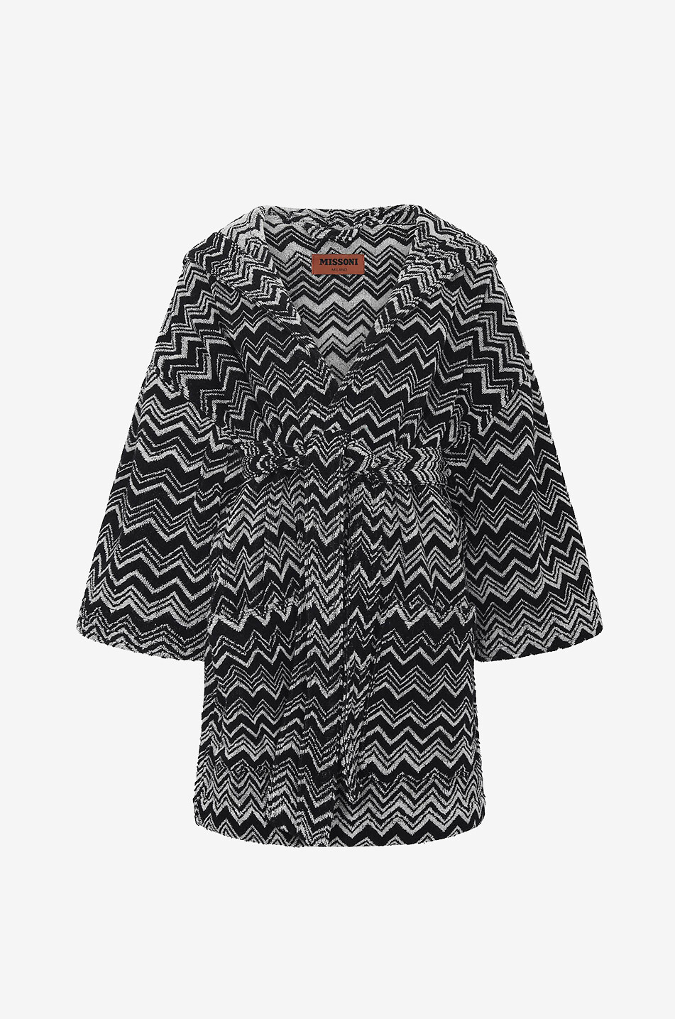 Kurzer Frottee-Bademantel mit Kapuze und Fischgräten