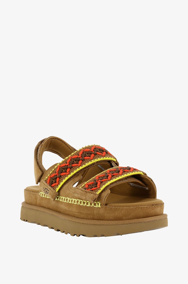 UGG Sandales en daim et tissu Goldenstar Heritage Braid Femme COGNAC 1
