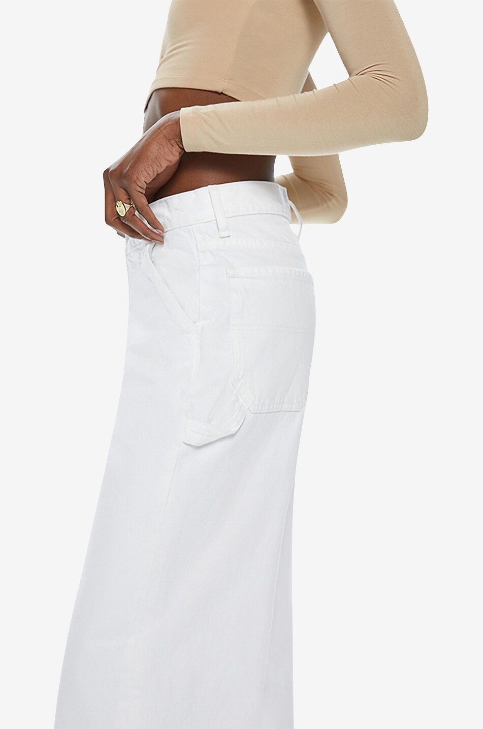 MOTHER Jean à jambes larges en coton The Fun Dip Utility Femme BLANC 6