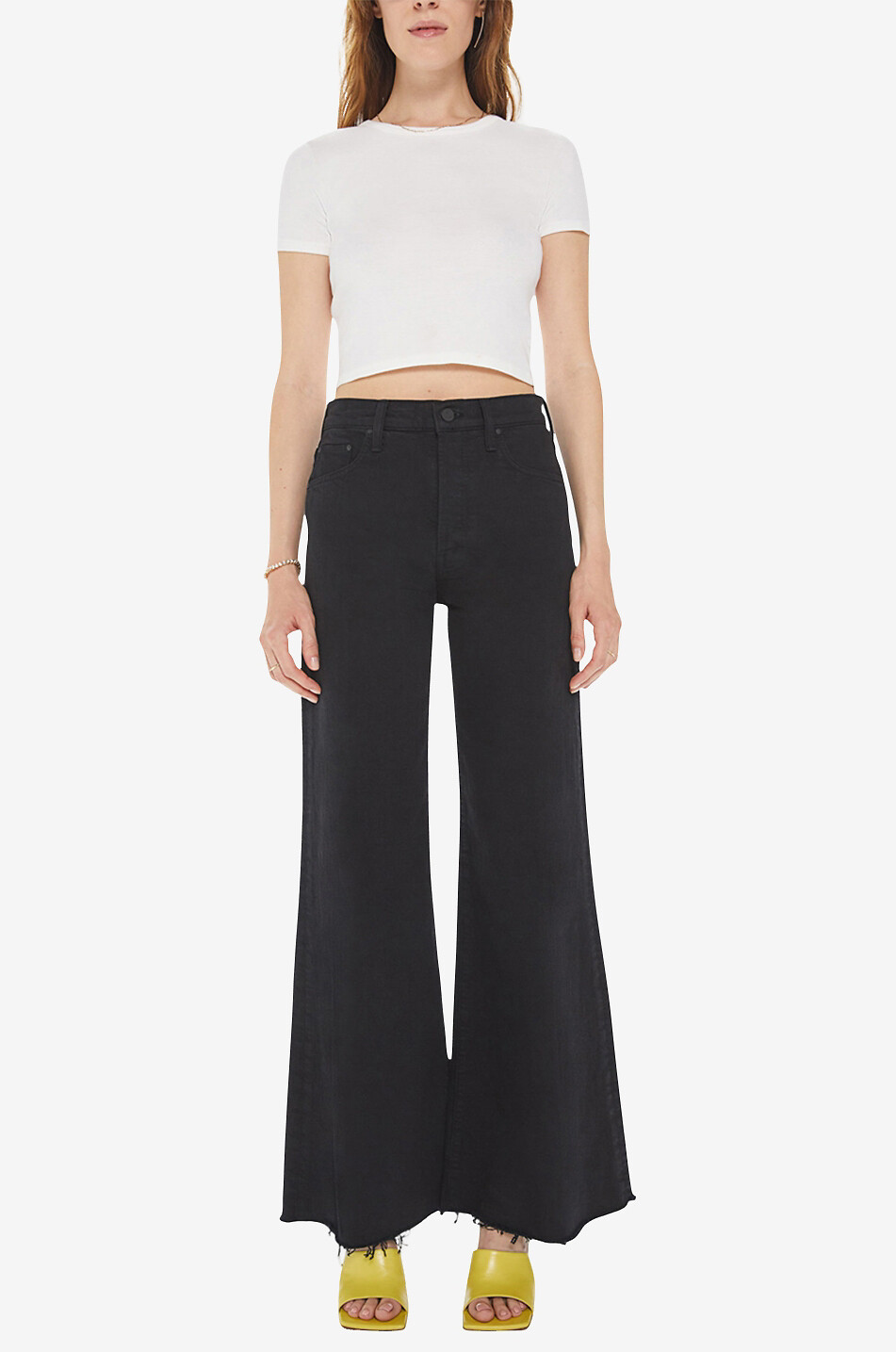 MOTHER The Tomcat Roller Fray cotton bell-bottom jeans Women BLACK 3