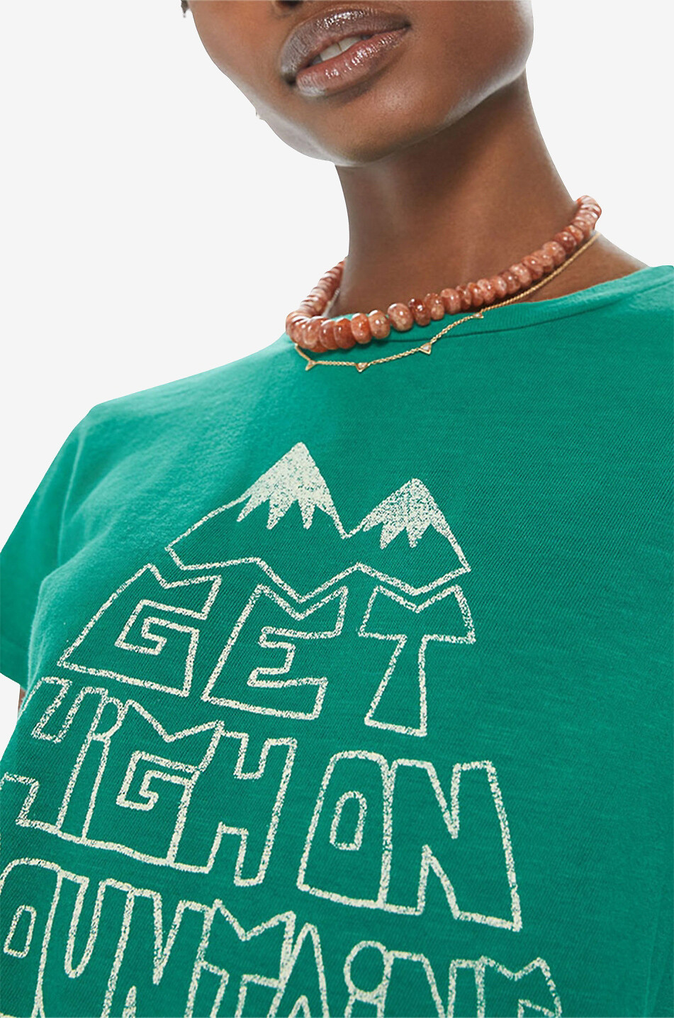 MOTHER T-shirt à manches courtes en coton The Lil Sinful Femme VERT 6