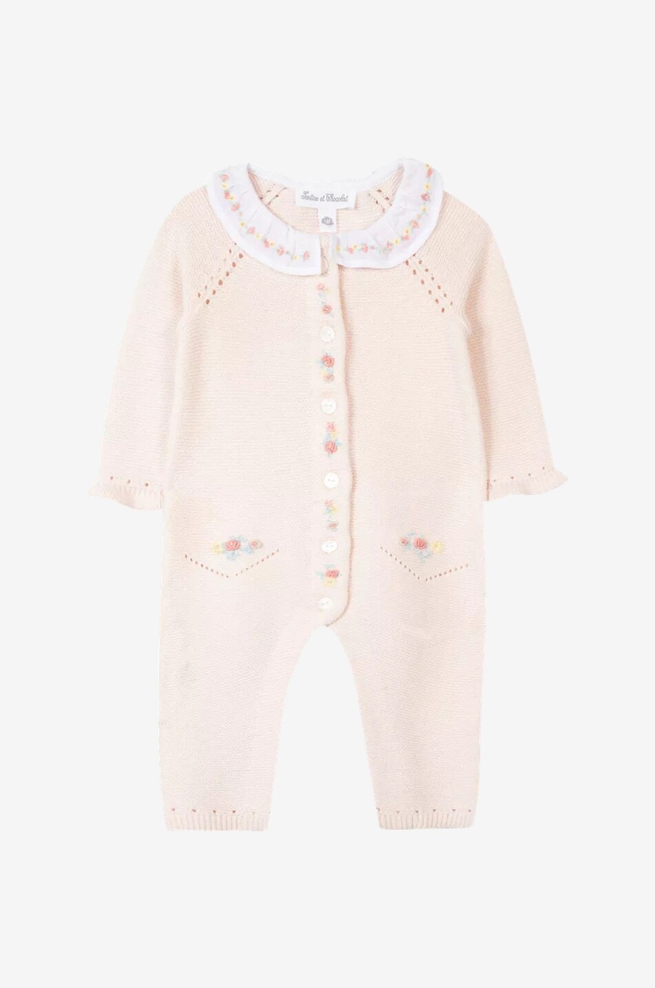 TARTINE ET CHOCOLAT Baby-Strick-Overall mit Blütenstickereien Baby ROSA 1