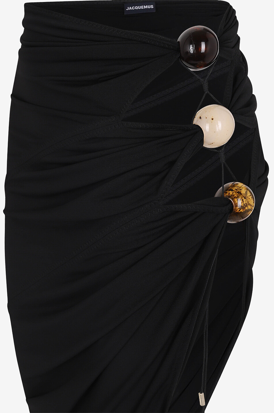 JACQUEMUS Asymmetrische Rock mit Ausschnitten und Perlen La jupe Perola Damen SCHWARZ 3