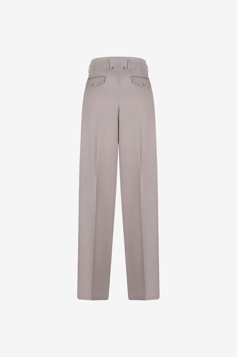 GOLDEN GOOSE Pantalon large en gabardine de laine Flavia Femme BEIGE 2