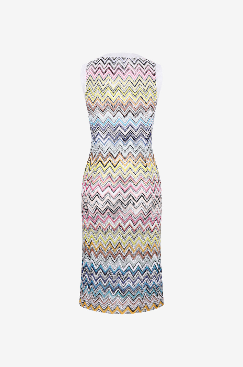 Robe midi sans manches en maille motifs zigzags