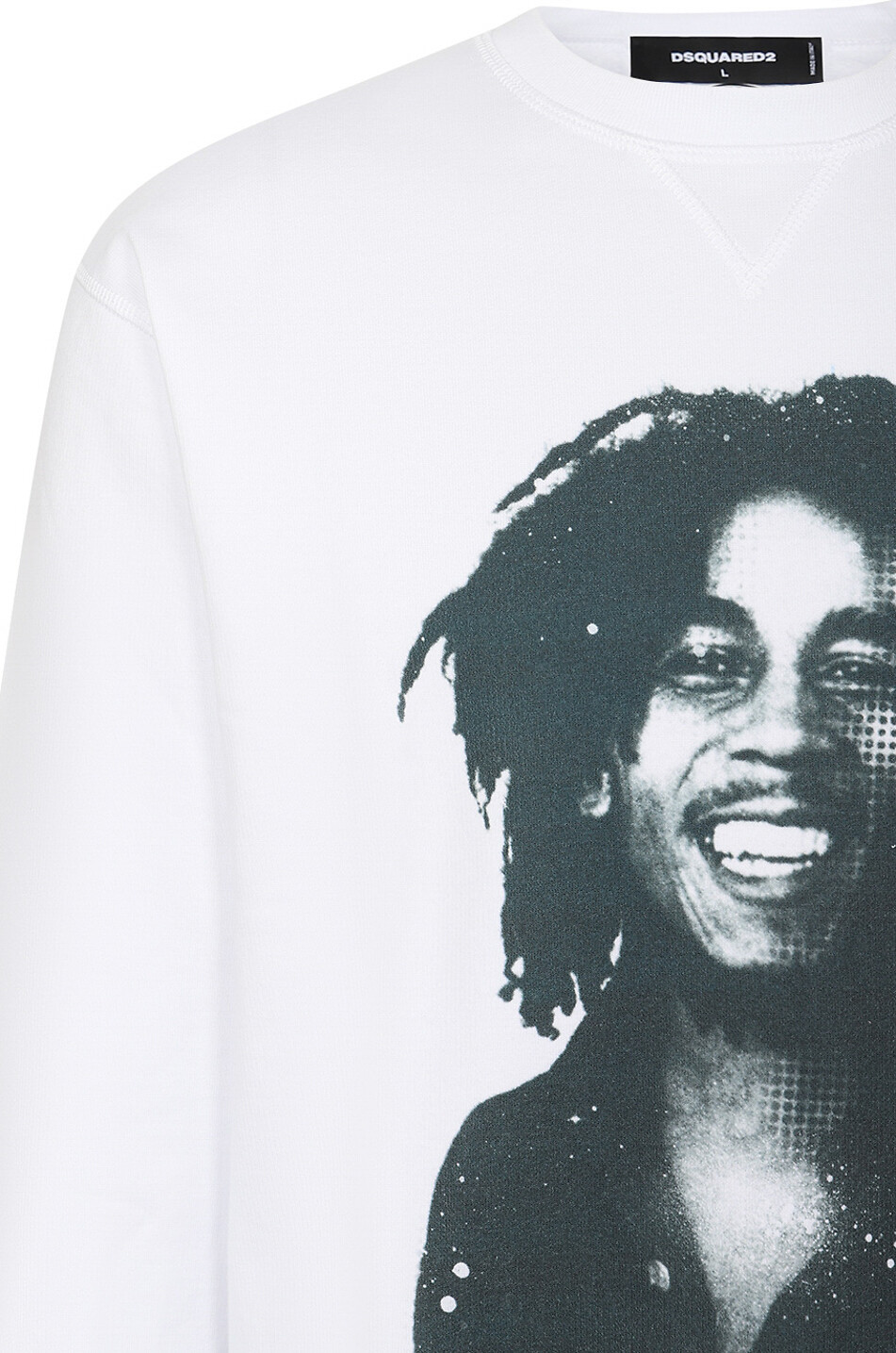 DSQUARED2 Sweat-shirt imprimé à col rond Bob Marley Cool Fit Homme BLANC 3