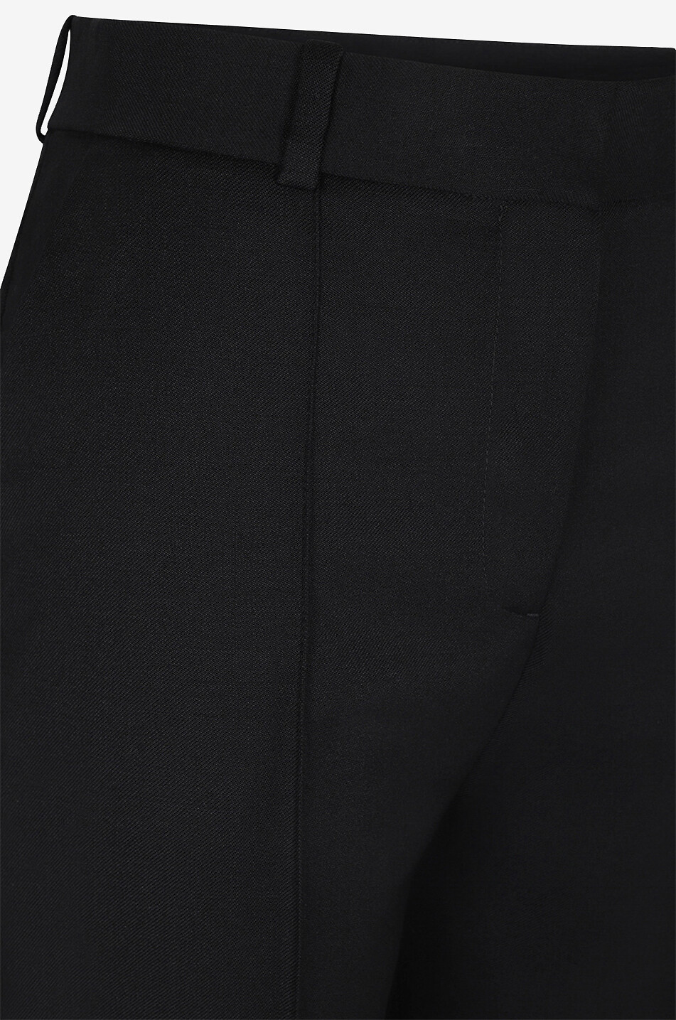 Pantalon en laine taille mi-haute à plis surpiqués