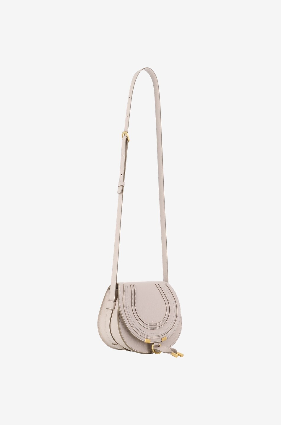 CHLOE Sac porté épaule en cuir grainé Marcie Small Femme GRIS CLAIR 2