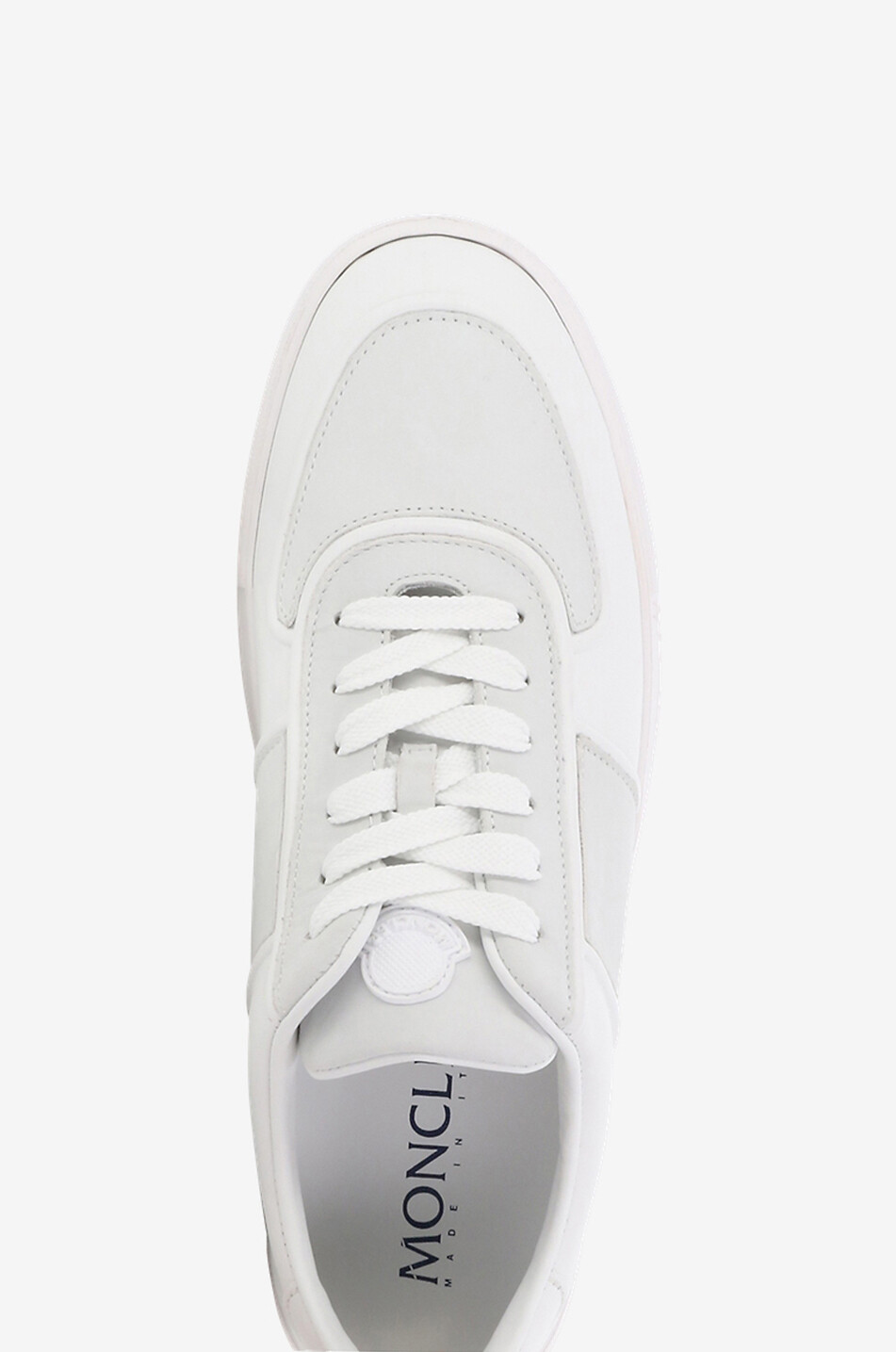 MONCLER Baskets basses à lacets en cuir lisse Neue York Homme BLANC 5