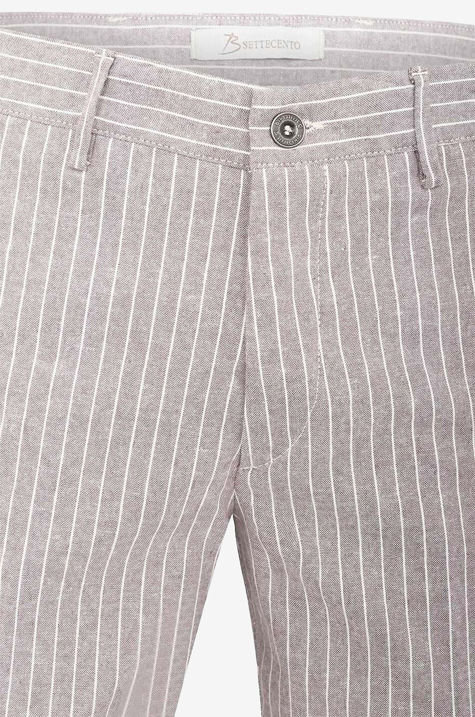 B SETTECENTO Cotton and linen striped Bermuda shorts Men MEDIUM BROWN 3