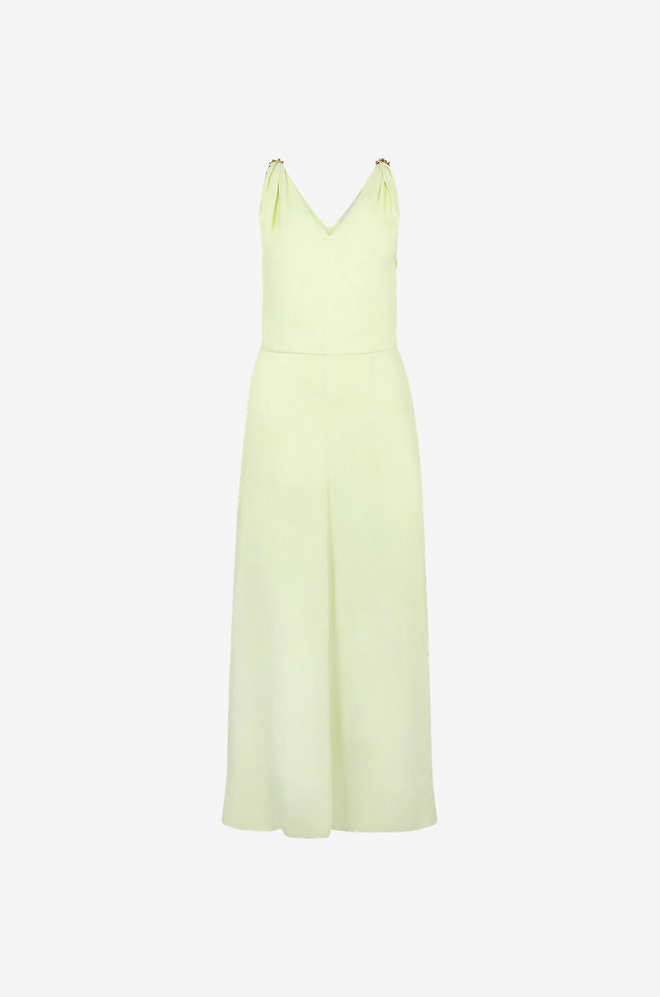 LANVIN Robe évasée midi en satin à bretelles bijou Femme JAUNE 1
