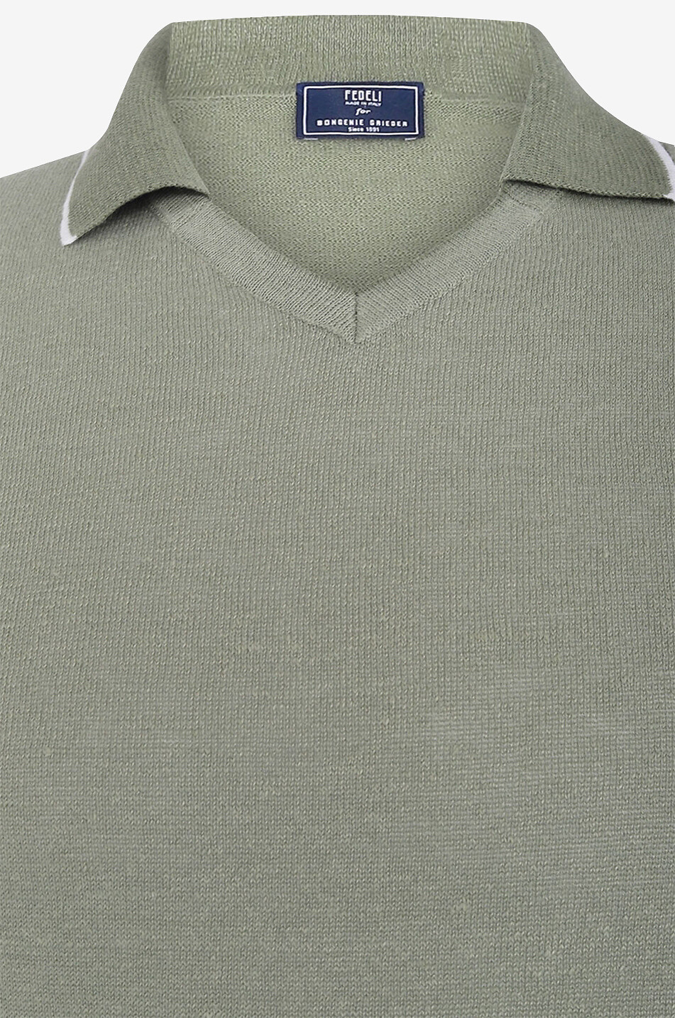 FEDELI Kurzärmeliger Pullover aus Leinen und Baumwolle Most MM Herren MITTELGRÜN 3