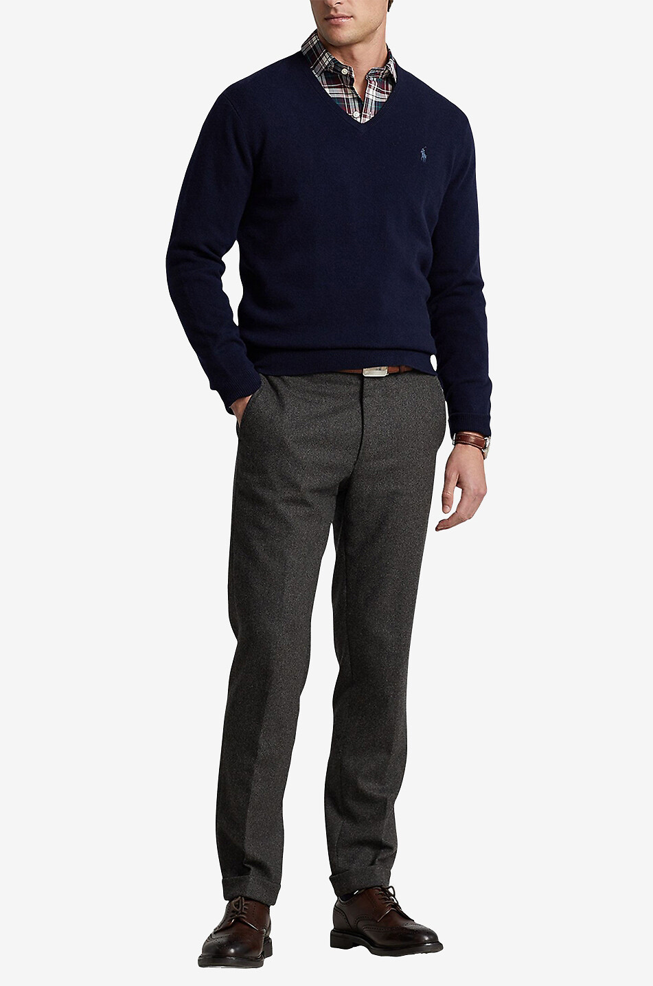 Feiner Wollpullover mit V-Ausschnitt Pony