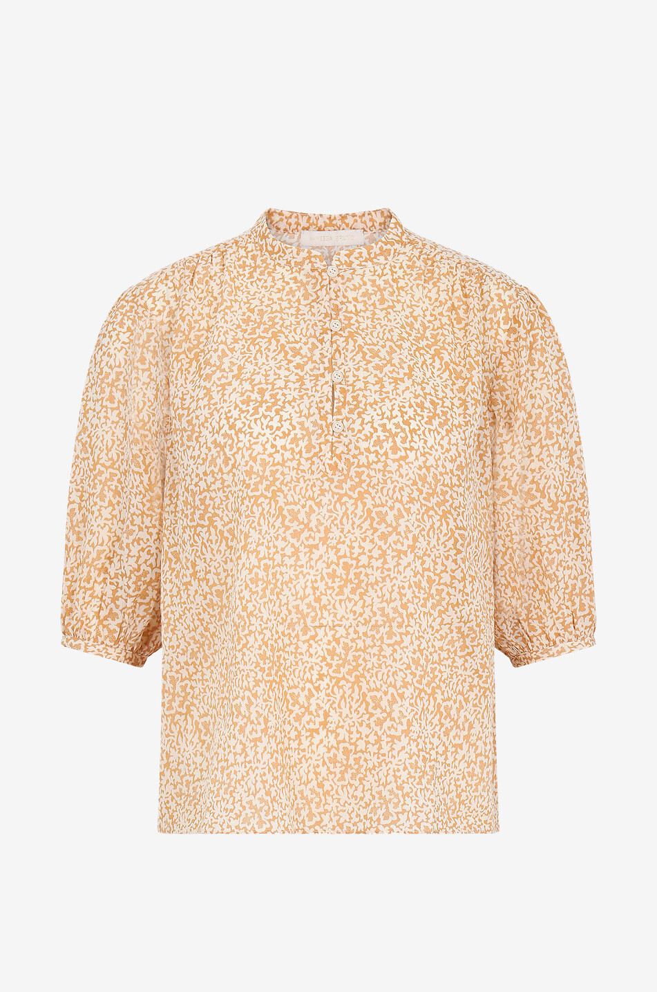 Aragon cotton-blend three-quarter sleeve blouse