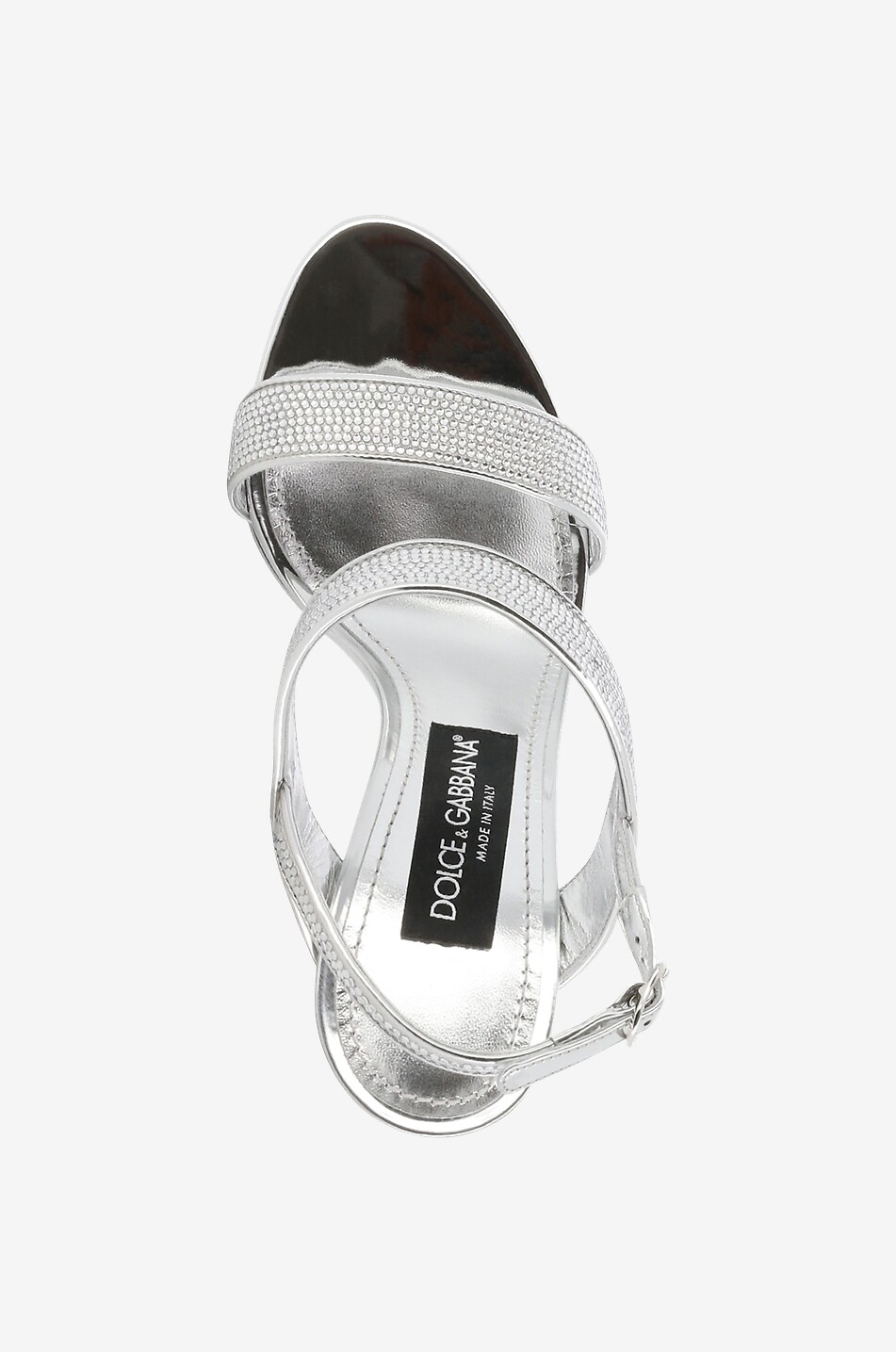 DOLCE & GABBANA Keira 105 crystal clad patent leather heeled sandals Women SILVER 5