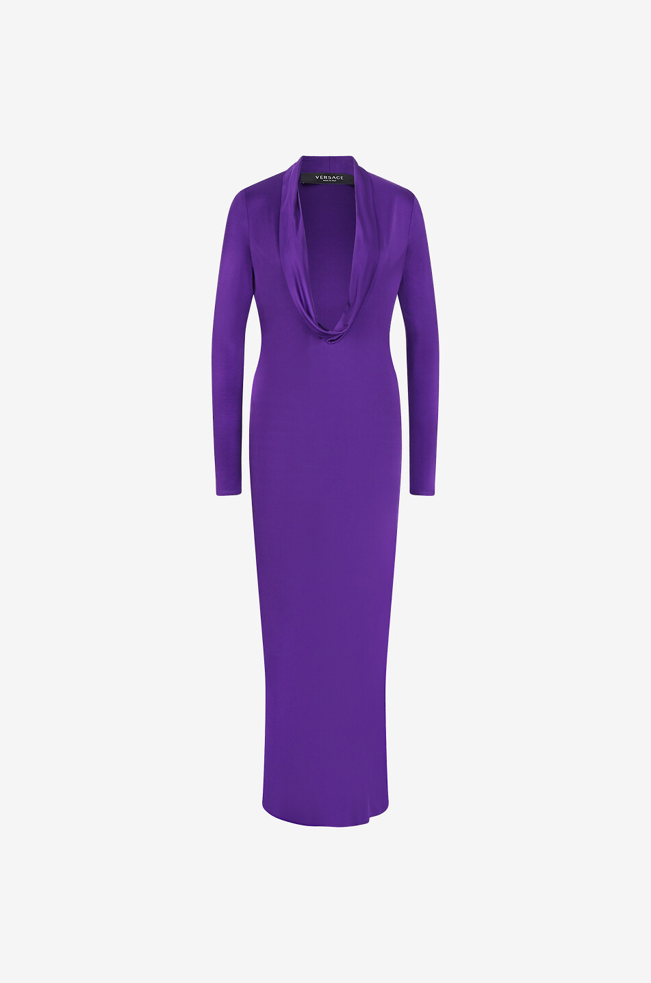 VERSACE Langes Satinkleid mit Wasserfallausschnitt Damen VIOLETT 1