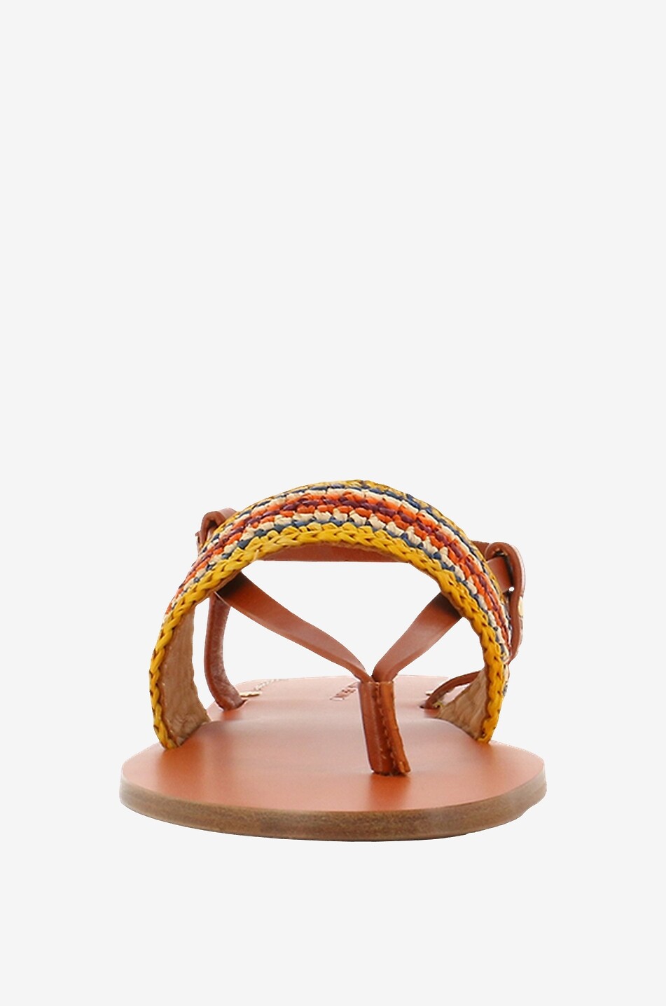 Sandales plates en cuir et raphia