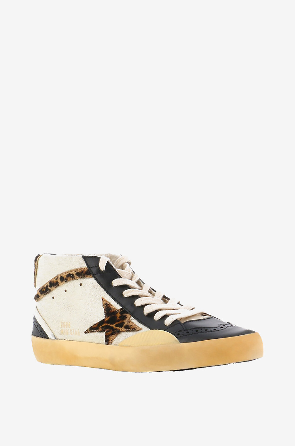 Hohe Sneakers aus rissigem Leder mit Leo-Detail Mid Star Classic
