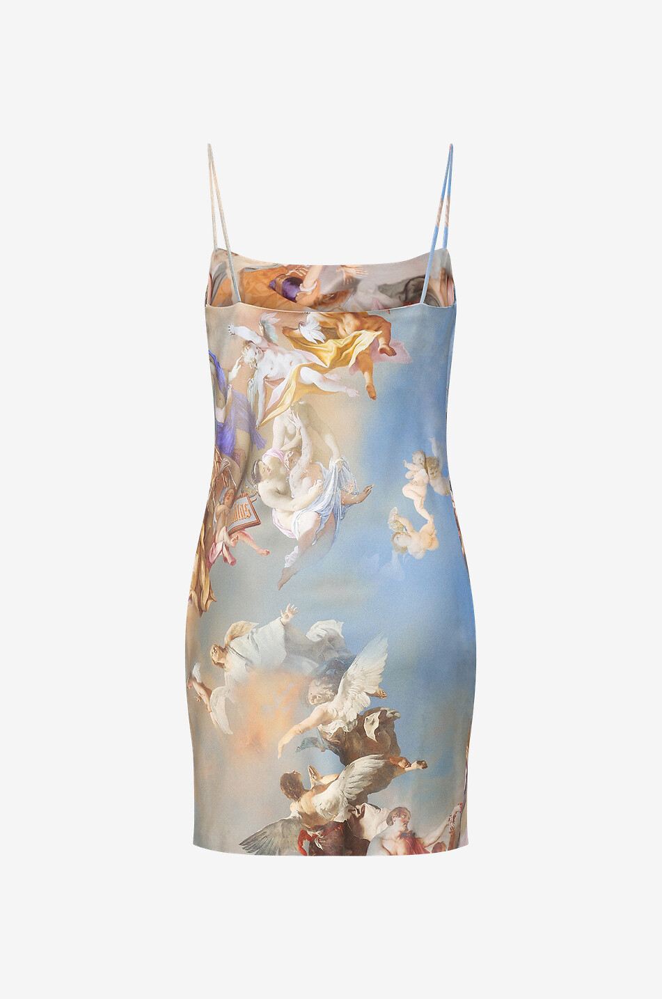 Mini-Babydoll-Kleid aus Satin mit Print Sky