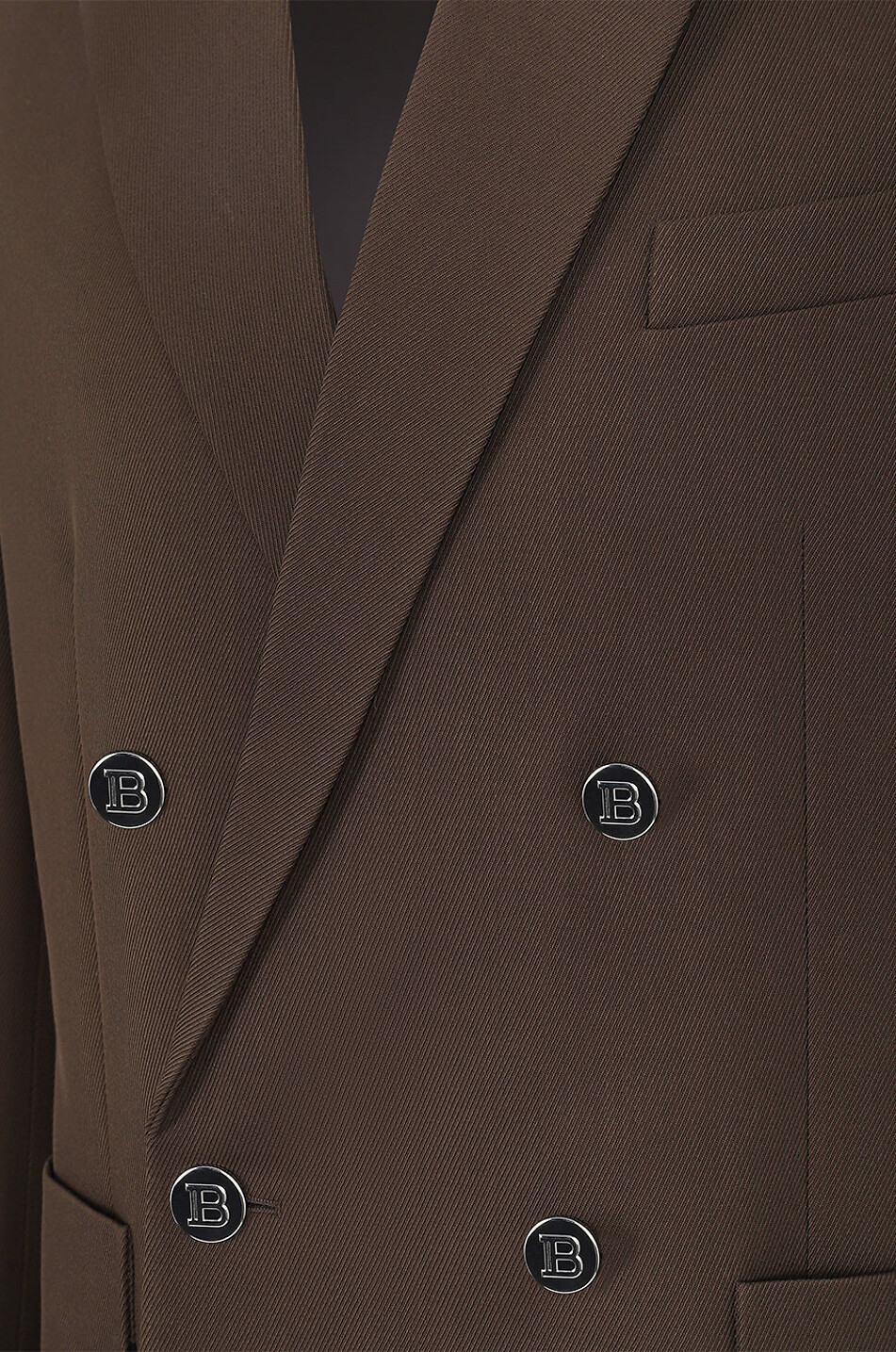 BALMAIN Wool twill double-breasted blazer Men BROWN 3