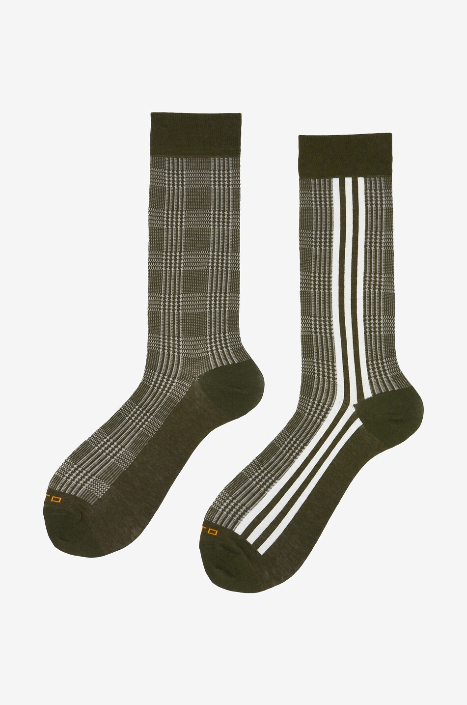 ALTO MILANO Karierte Socken mit Streifen Will Herren MITTELGRÜN 1