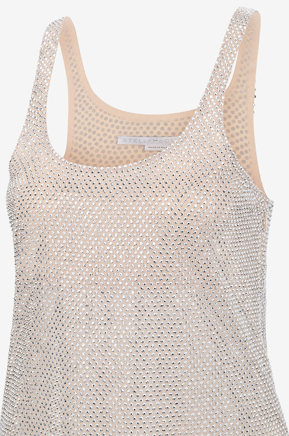 Mini robe à bretelles en soie et cristaux