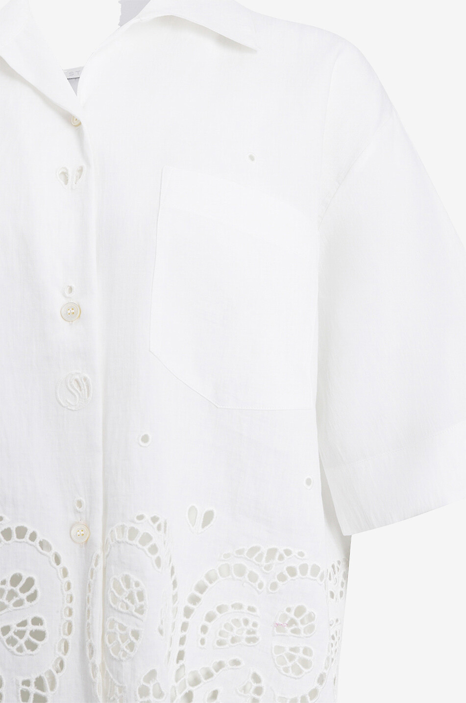 S-Wave loose short-sleeved shirt with openwork embroidery