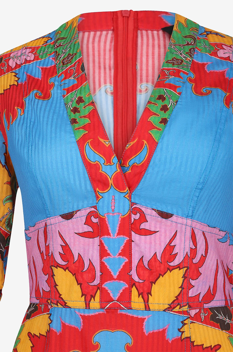 ETRO Fantaisie Paisley flared long cotton and silk dress Women RED 3