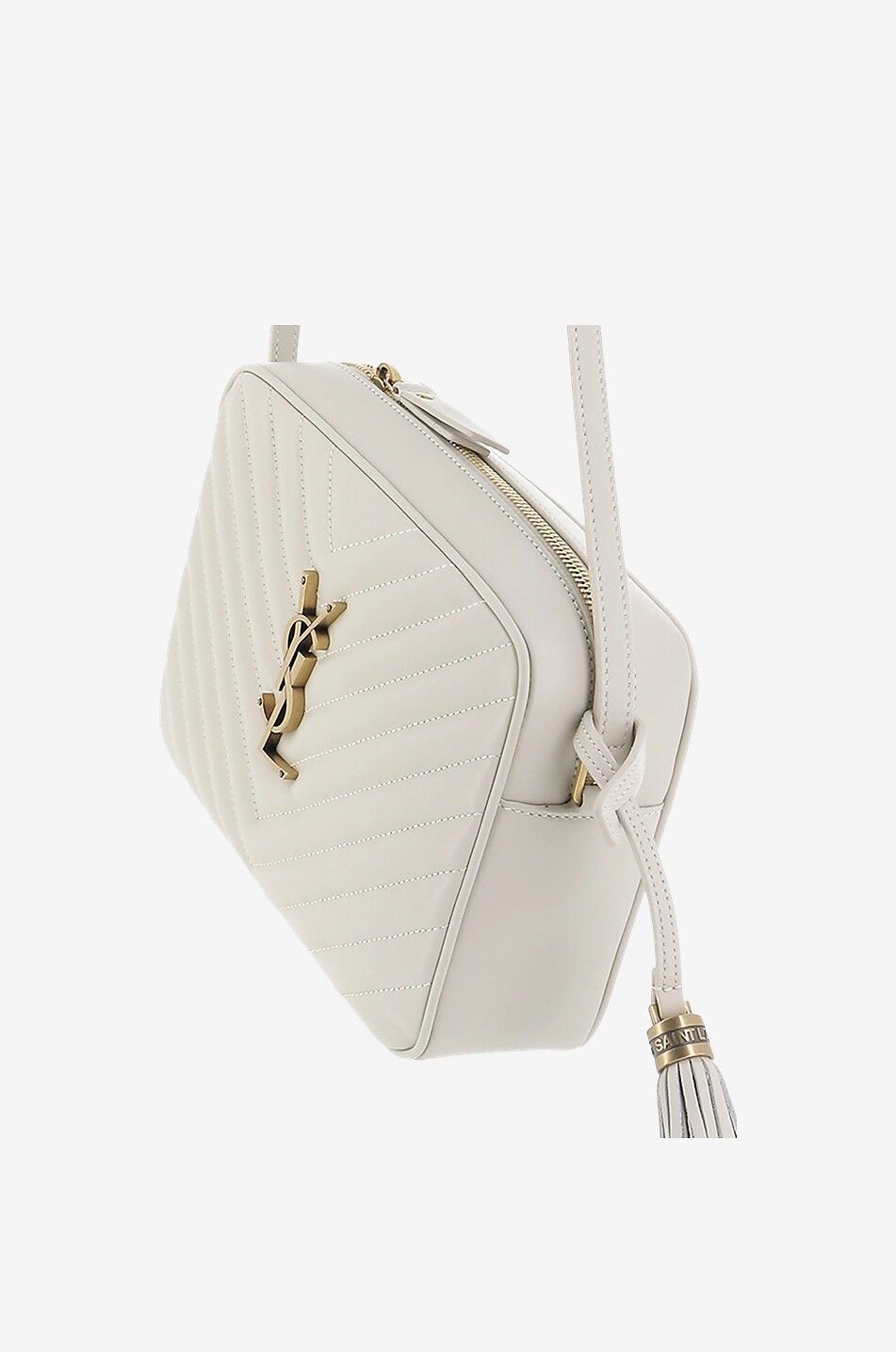 SAINT LAURENT PARIS Sac porté épaule en cuir matelassé Lou Camera Femme BLANC 5