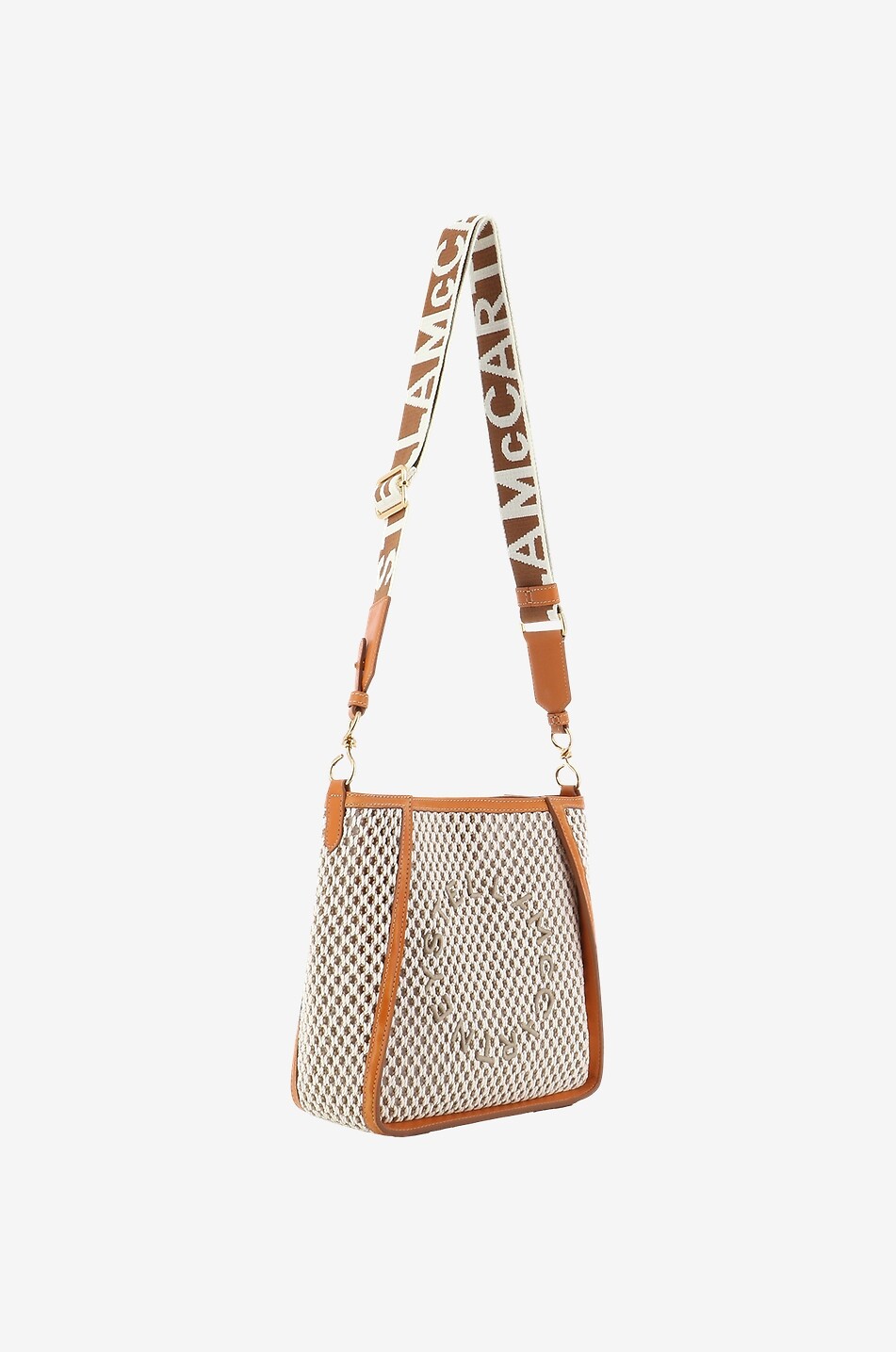STELLA McCARTNEY Sac porté épaule en mesh et cuir synthétique Stella Logo Femme BEIGE 2