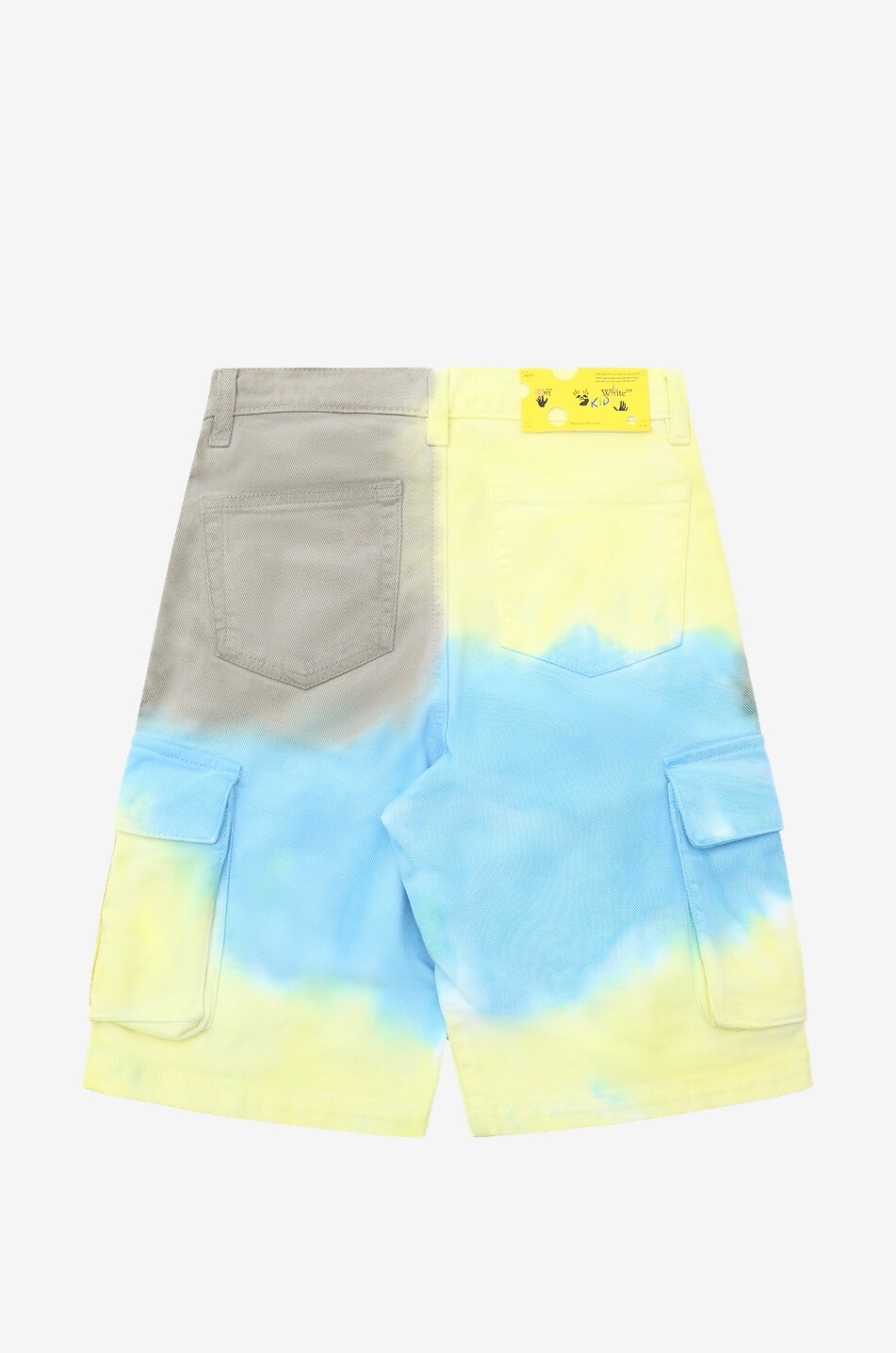 OFF WHITE Helvetica Sprayed tie-and-dye denim boy's cargo Bermuda shorts Boy MULTI COLOURED 2