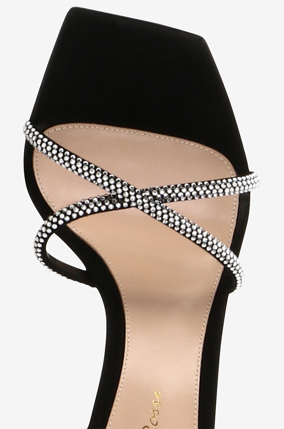 Wildledersandalen mit Kristallen und Absatz 105