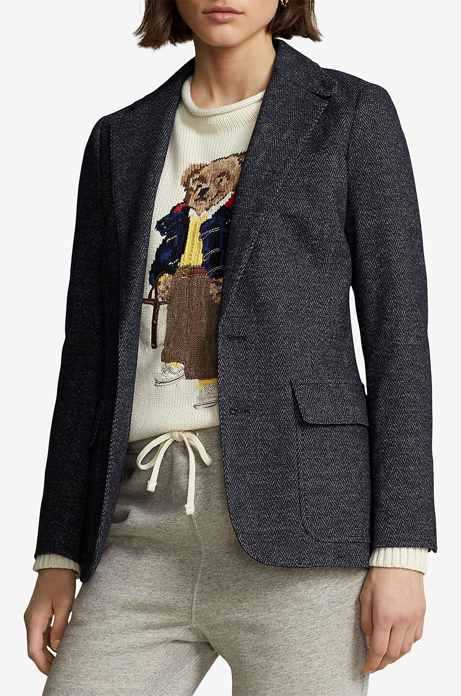 POLO RALPH LAUREN Blazer cintré en tweed à chevrons Femme BLEU FONCE 2