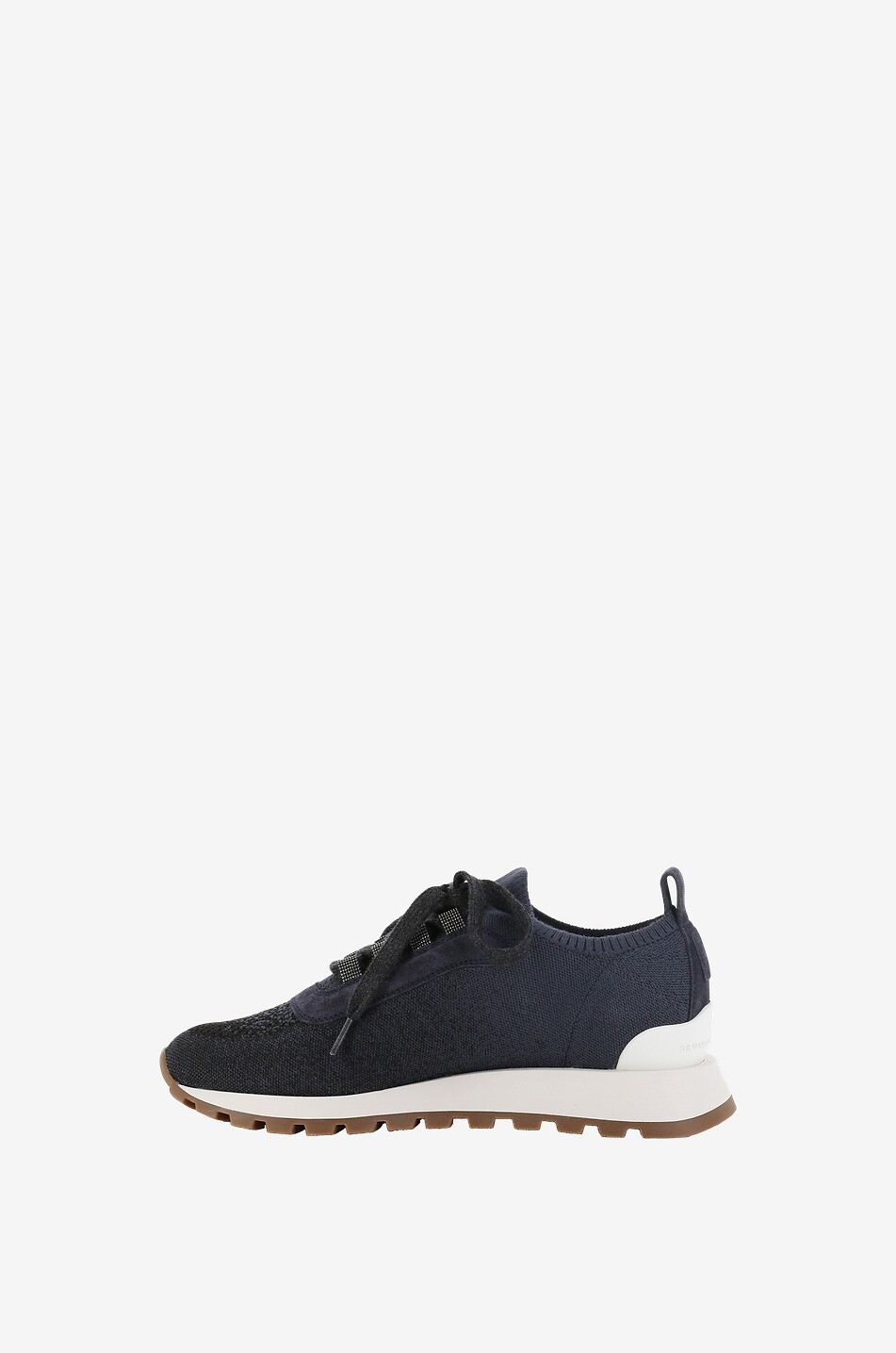 BRUNELLO CUCINELLI Monile glittering knit and suede low-top lace-up sneakers Women DARK BLUE 3