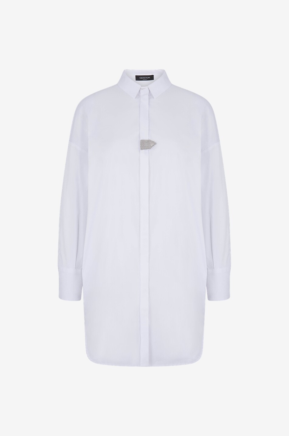 Chemise longue en popeline à patte brillante