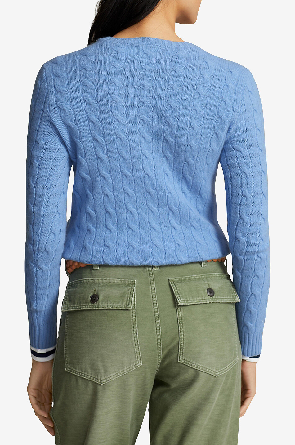 POLO RALPH LAUREN Pony wool and cashmere cable knit jumper Women MEDIUM BLUE 3