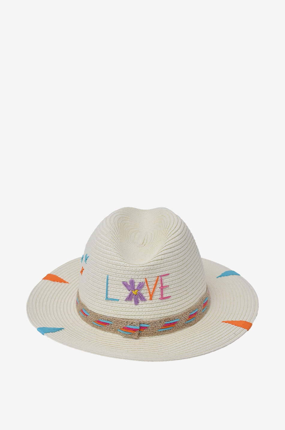 THE HAT GANG Love embroidered straw hat Women EGGSHELL 1