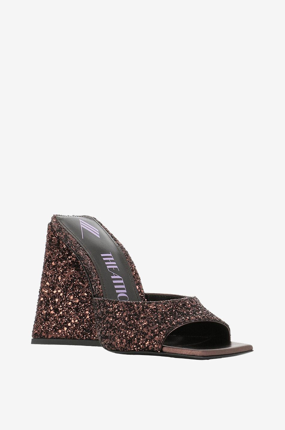 THE ATTICO Offene Glitter-Pantoletten Devon 115 Damen BRAUN 1