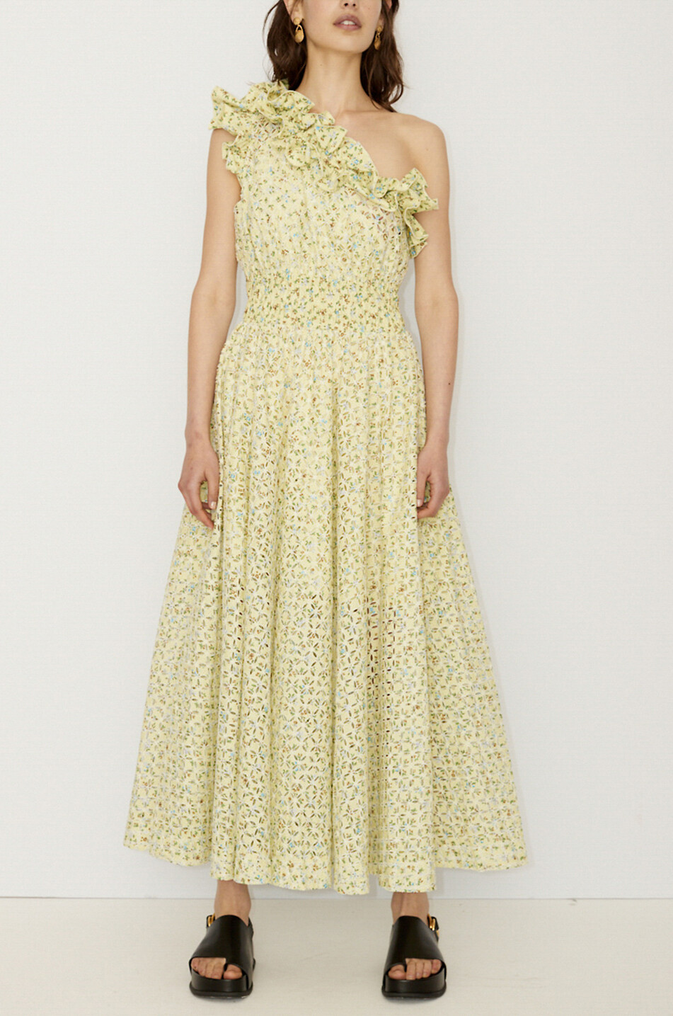 Robe longue asymétrique fleurie Maeve