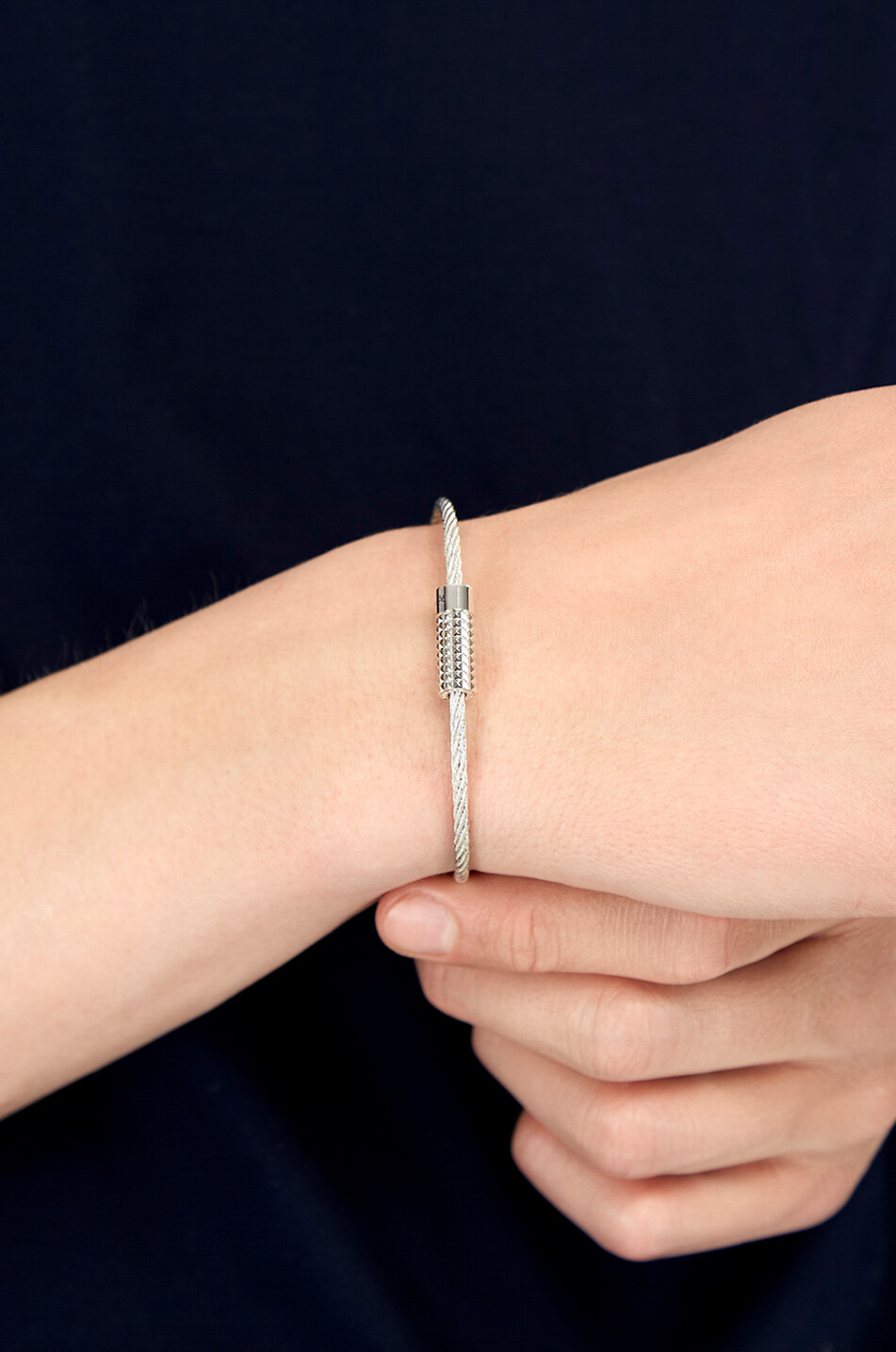 LE GRAMME Guilloché Pyramide Le 9g silver bracelet Men SILVER 3