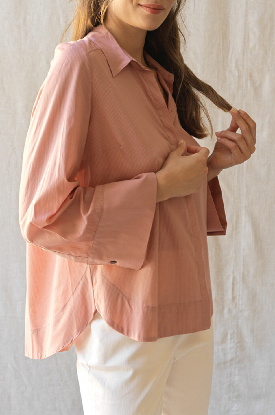 HANA SAN Chemise à manches longues en coton Ursula Femme ROSE CLAIR 4
