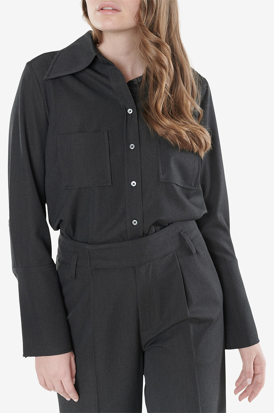 HANA SAN Chemise à manches longues en coton Lucia Femme GRIS FONCÉ 3