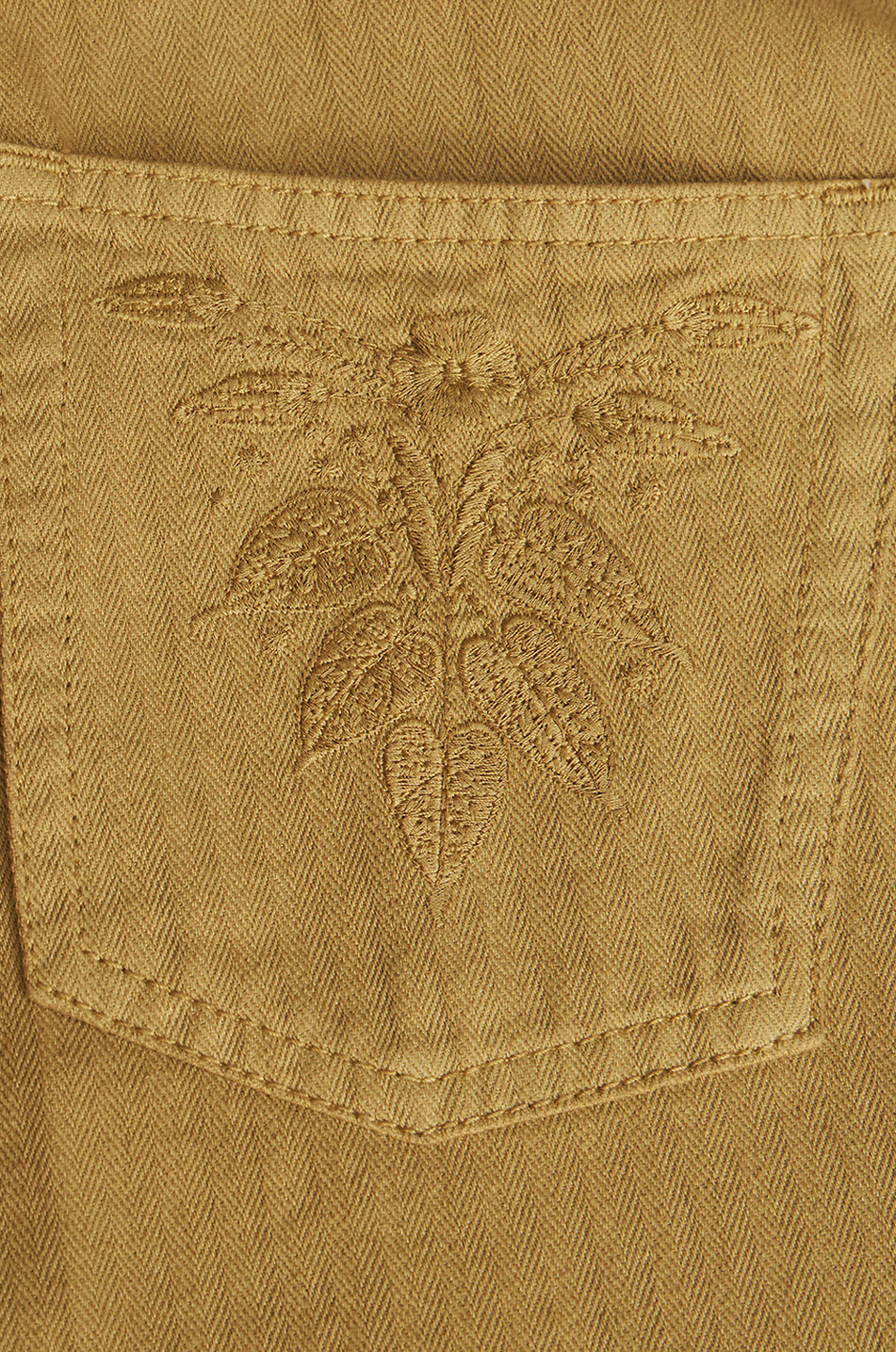 Foliage pocket flared high-rise herringbone jeans
