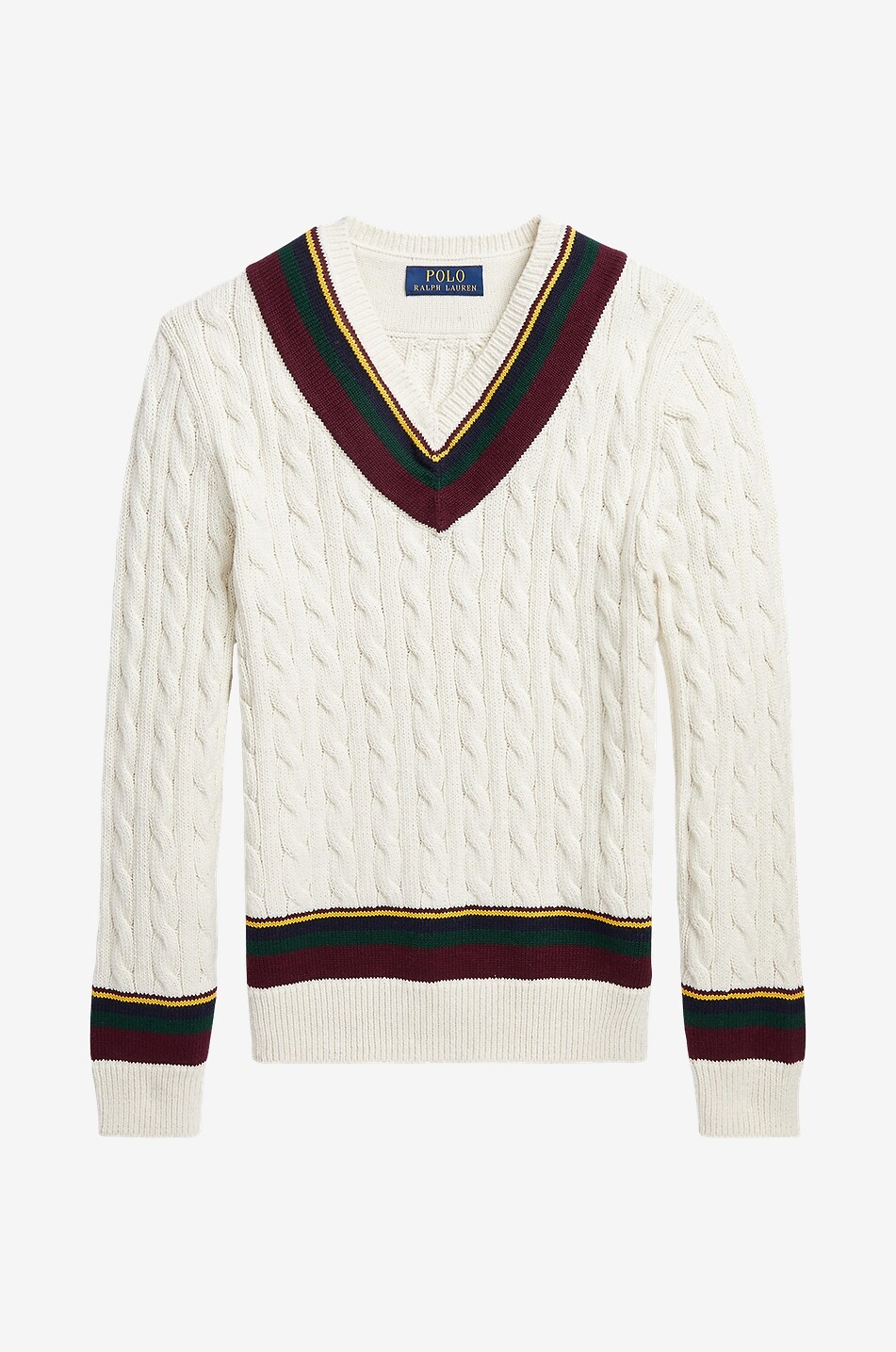 Cricket boys' V-neck cable knit jumper