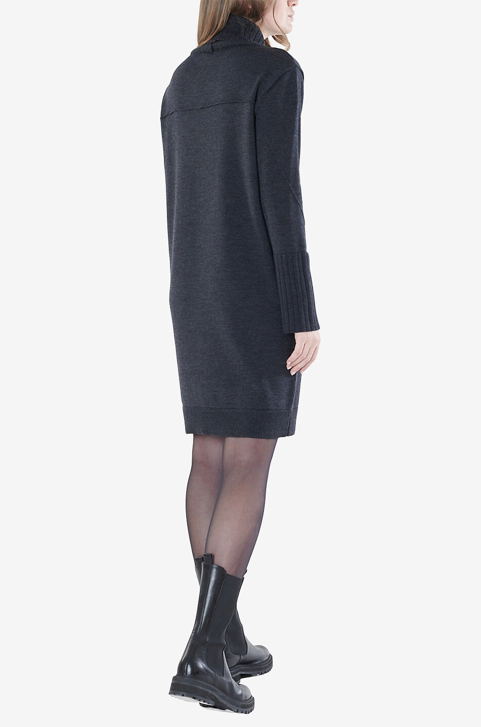 HANA SAN Robe pull courte en laine mérinos Lotta Femme GRIS FONCÉ 5