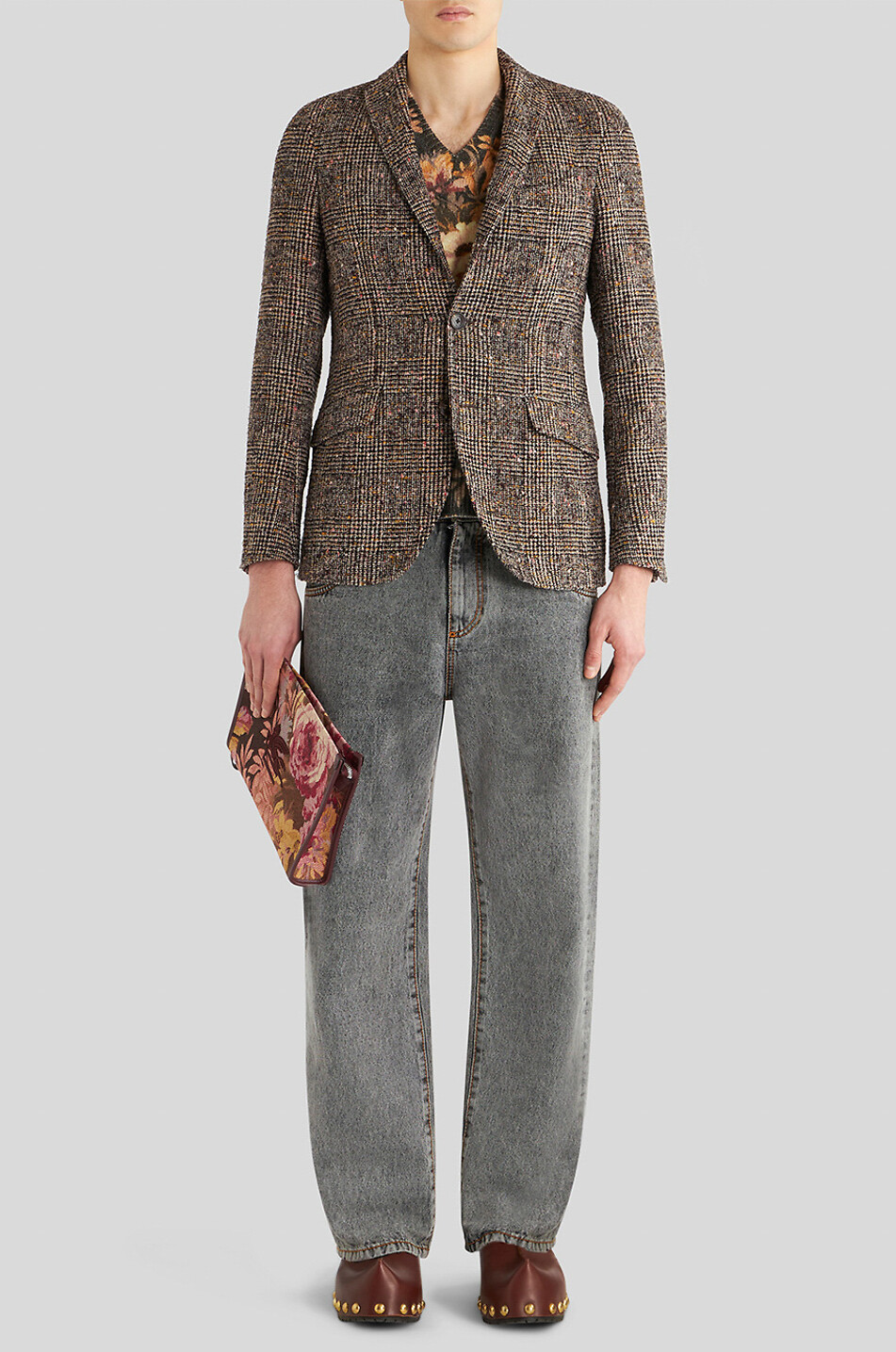 ETRO Warm glen check tweed blazer Men MEDIUM BROWN 3