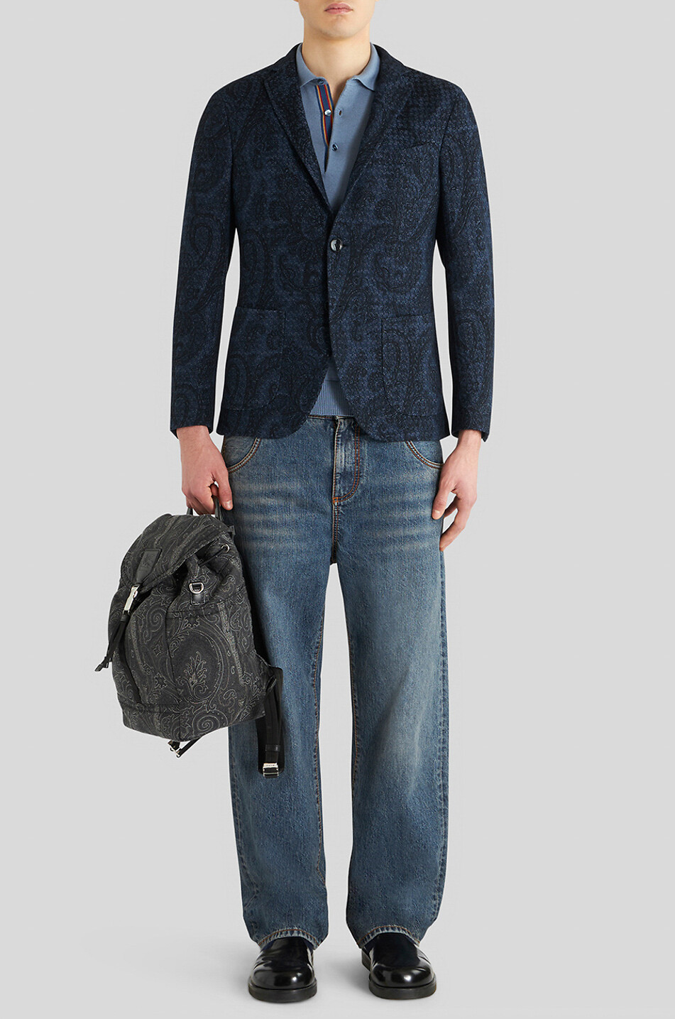 Slim-Fit-Blazer aus Jersey mit Paisley-Muster